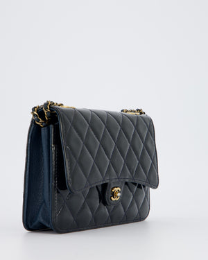 Chanel Navy Wallet on Chain Bag in Patent Leather with Gold Hardware