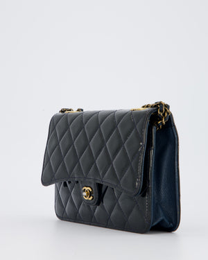 Chanel Navy Wallet on Chain Bag in Patent Leather with Gold Hardware