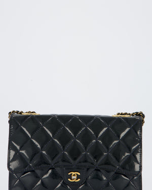 Chanel Navy Wallet on Chain Bag in Patent Leather with Gold Hardware