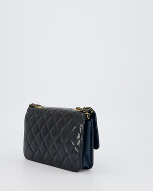 Chanel Navy Wallet on Chain Bag in Patent Leather with Gold Hardware