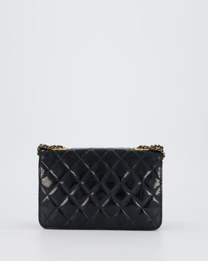 Chanel Navy Wallet on Chain Bag in Patent Leather with Gold Hardware