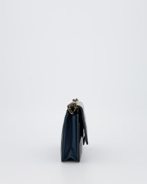 Chanel Navy Wallet on Chain Bag in Patent Leather with Gold Hardware