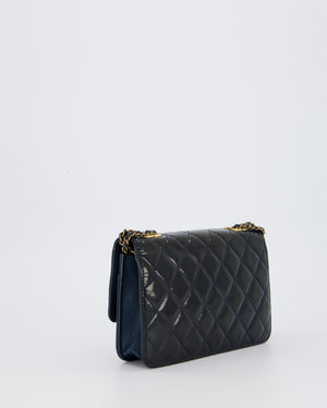 Chanel Navy Wallet on Chain Bag in Patent Leather with Gold Hardware
