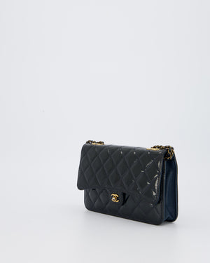 Chanel Navy Wallet on Chain Bag in Patent Leather with Gold Hardware