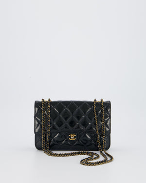 Chanel Navy Wallet on Chain Bag in Patent Leather with Gold Hardware