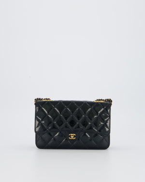 Chanel Navy Wallet on Chain Bag in Patent Leather with Gold Hardware