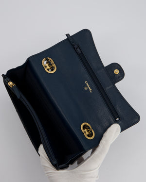 Chanel Navy Wallet on Chain Bag in Patent Leather with Gold Hardware