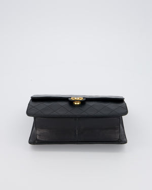 Chanel Black Timeless Quilted Vintage Single Flap Bag In Lambskin Leather With 24K Gold Hardware