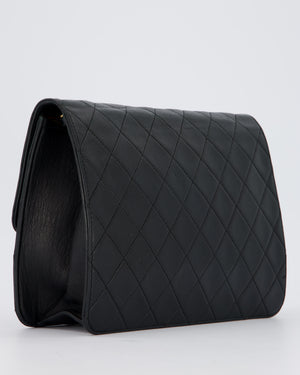 Chanel Black Timeless Quilted Vintage Single Flap Bag In Lambskin Leather With 24K Gold Hardware