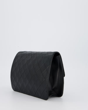 Chanel Black Timeless Quilted Vintage Single Flap Bag In Lambskin Leather With 24K Gold Hardware