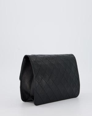 Chanel Black Timeless Quilted Vintage Single Flap Bag In Lambskin Leather With 24K Gold Hardware