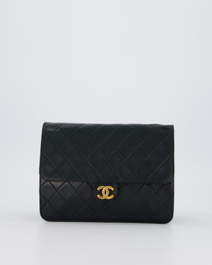Chanel Black Timeless Quilted Vintage Single Flap Bag In Lambskin Leather With 24K Gold Hardware