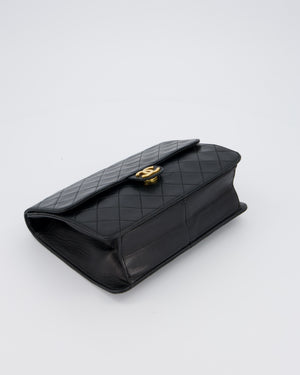 Chanel Black Timeless Quilted Vintage Single Flap Bag In Lambskin Leather With 24K Gold Hardware