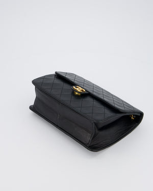 Chanel Black Timeless Quilted Vintage Single Flap Bag In Lambskin Leather With 24K Gold Hardware