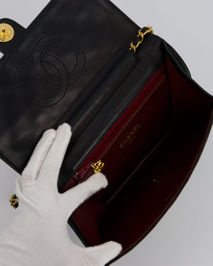Chanel Black Timeless Quilted Vintage Single Flap Bag In Lambskin Leather With 24K Gold Hardware