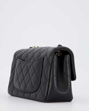 Chanel Black Mini Rectangular Flap Bag in Lambskin Leather with Champagne Gold Hardware