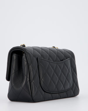 Chanel Black Mini Rectangular Flap Bag in Lambskin Leather with Champagne Gold Hardware