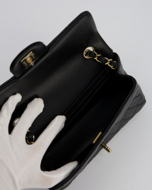 Chanel Black Mini Rectangular Flap Bag in Lambskin Leather with Champagne Gold Hardware