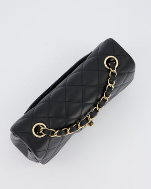 Chanel Black Mini Rectangular Flap Bag in Lambskin Leather with Champagne Gold Hardware