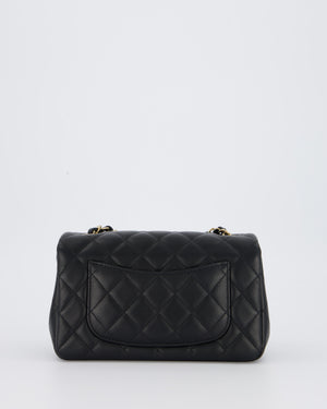 Chanel Black Mini Rectangular Flap Bag in Lambskin Leather with Champagne Gold Hardware