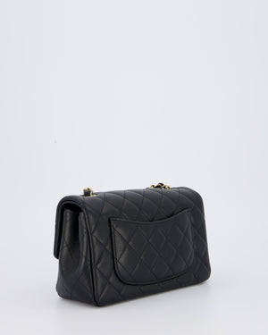 Chanel Black Mini Rectangular Flap Bag in Lambskin Leather with Champagne Gold Hardware