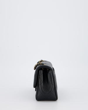 Chanel Black Mini Rectangular Flap Bag in Lambskin Leather with Champagne Gold Hardware