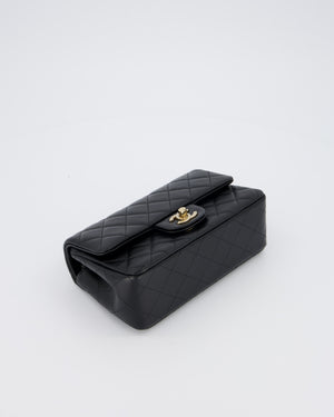 Chanel Black Mini Rectangular Flap Bag in Lambskin Leather with Champagne Gold Hardware
