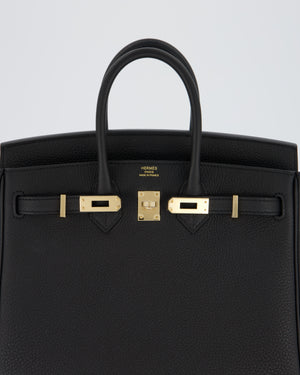 *SUPER RARE* Hermès Birkin 25 Retourne Bag in Noir Togo Leather with Permabrass Hardware