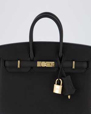 *SUPER RARE* Hermès Birkin 25 Retourne Bag in Noir Togo Leather with Permabrass Hardware