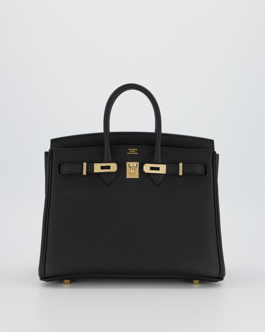 *SUPER RARE* Hermès Birkin 25 Retourne Bag in Noir Togo Leather with Permabrass Hardware