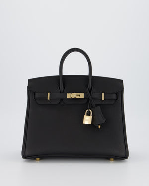 *SUPER RARE* Hermès Birkin 25 Retourne Bag in Noir Togo Leather with Permabrass Hardware