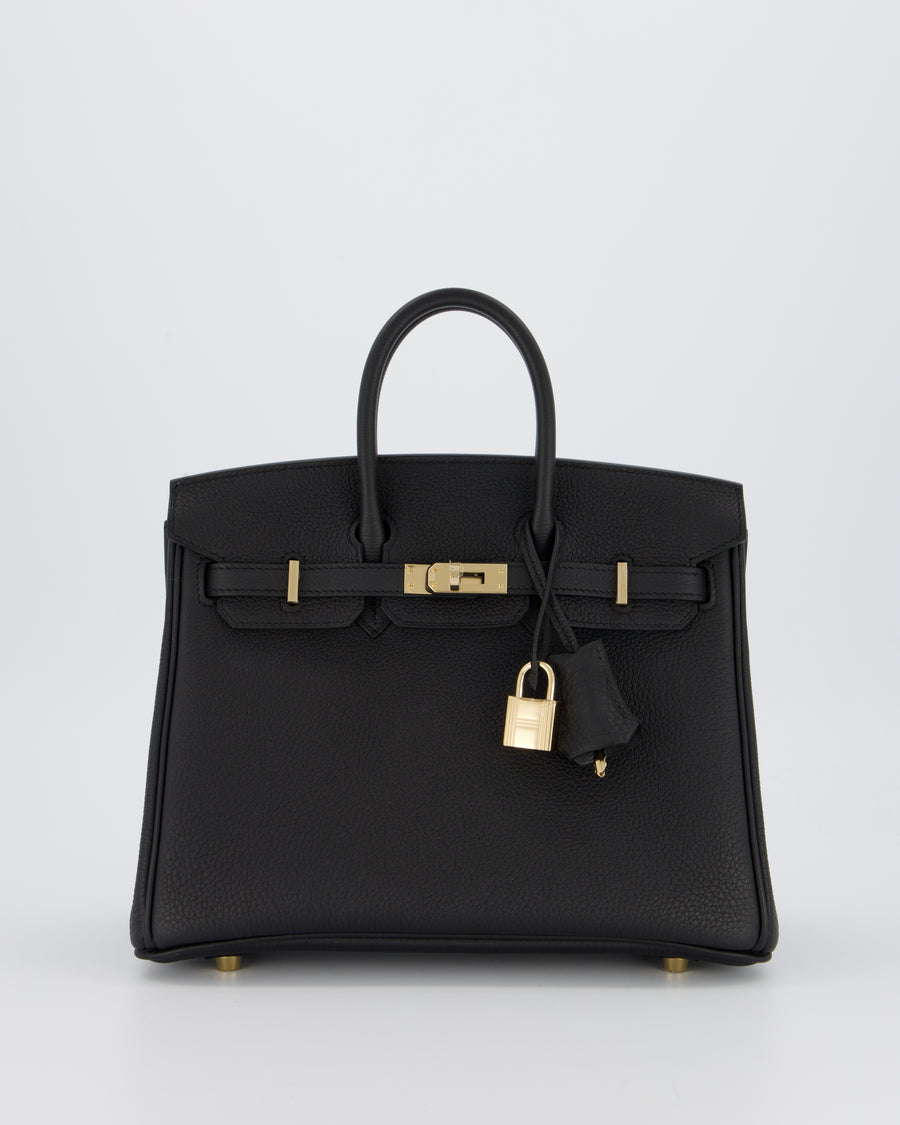 *SUPER RARE* Hermès Birkin 25 Retourne Bag in Noir Togo Leather with Permabrass Hardware