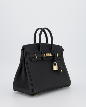 *SUPER RARE* Hermès Birkin 25 Retourne Bag in Noir Togo Leather with Permabrass Hardware
