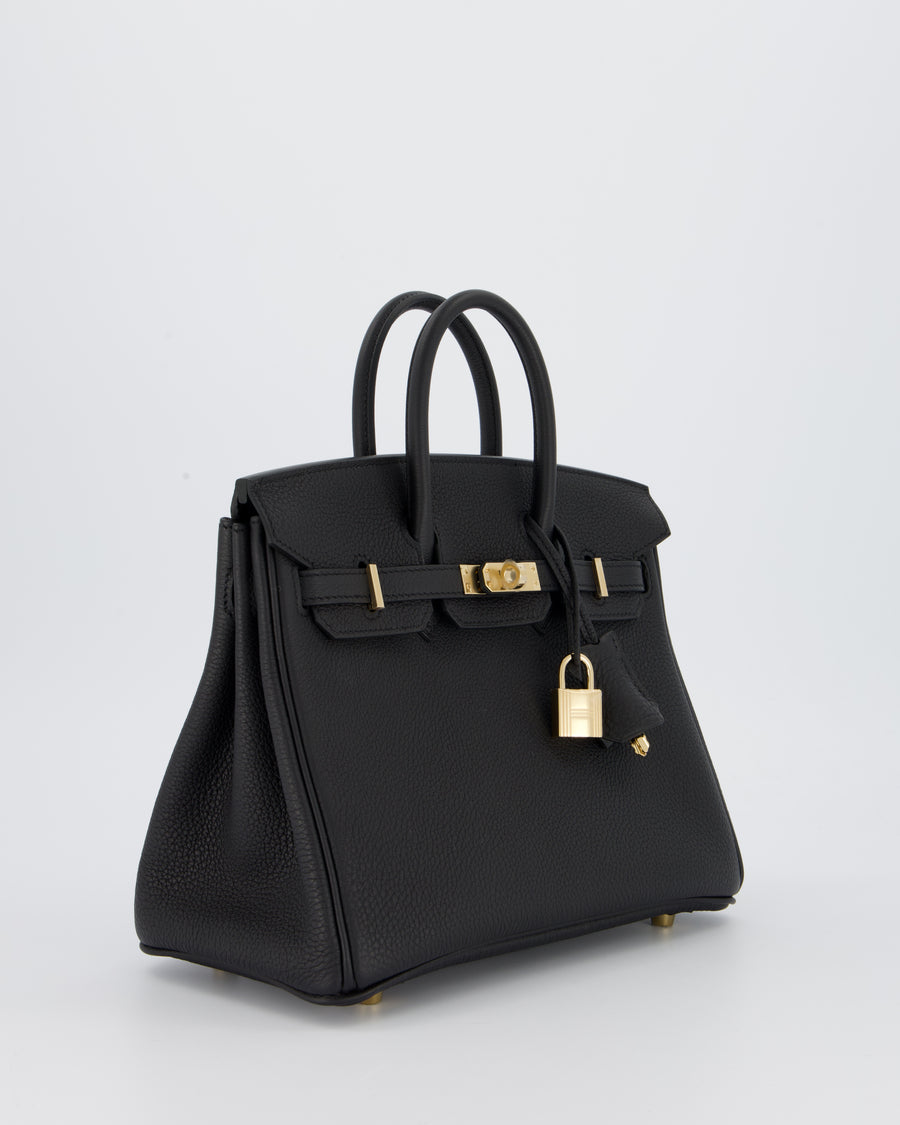 *SUPER RARE* Hermès Birkin 25 Retourne Bag in Noir Togo Leather with Permabrass Hardware