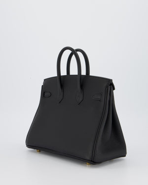 *SUPER RARE* Hermès Birkin 25 Retourne Bag in Noir Togo Leather with Permabrass Hardware