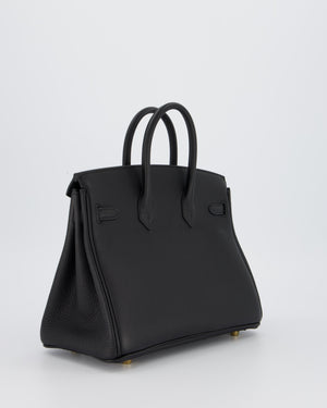 *SUPER RARE* Hermès Birkin 25 Retourne Bag in Noir Togo Leather with Permabrass Hardware
