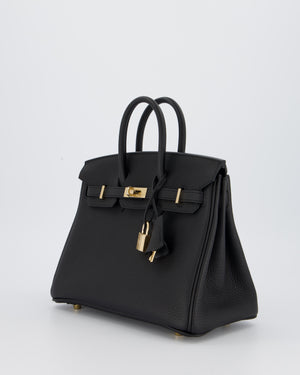 *SUPER RARE* Hermès Birkin 25 Retourne Bag in Noir Togo Leather with Permabrass Hardware