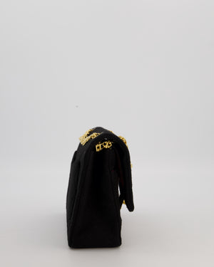 Chanel Black Vintage Classic Double Flap Bag In Jersey 2.55 Chain With 24K Gold Hardware