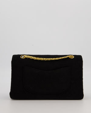 Chanel Black Vintage Classic Double Flap Bag In Jersey 2.55 Chain With 24K Gold Hardware