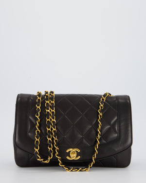 Chanel Vintage Espresso Brown Medium Diana Flap Bag in Lambskin Leather with 24K Gold Hardware
