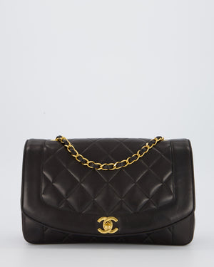 Chanel Vintage Espresso Brown Medium Diana Flap Bag in Lambskin Leather with 24K Gold Hardware
