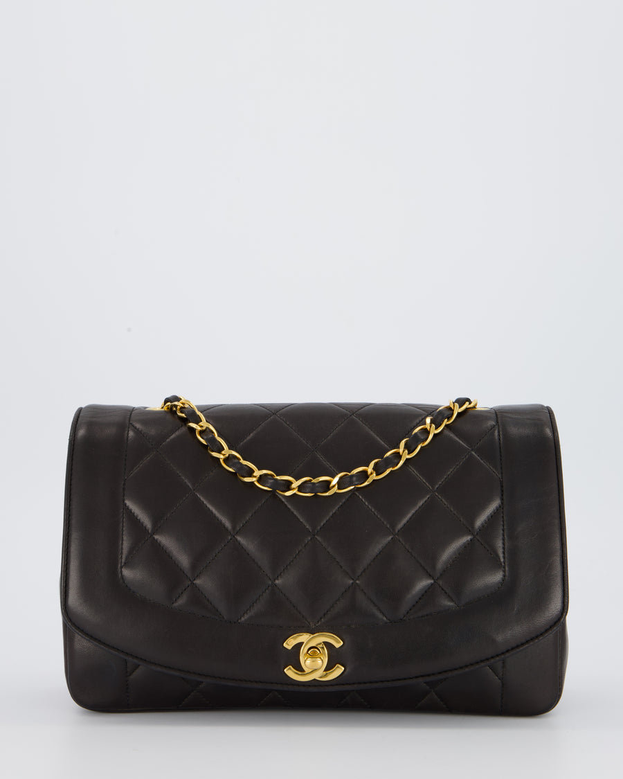 Chanel Vintage Espresso Brown Medium Diana Flap Bag in Lambskin Leather with 24K Gold Hardware