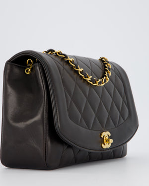Chanel Vintage Espresso Brown Medium Diana Flap Bag in Lambskin Leather with 24K Gold Hardware