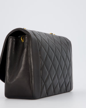 Chanel Vintage Espresso Brown Medium Diana Flap Bag in Lambskin Leather with 24K Gold Hardware
