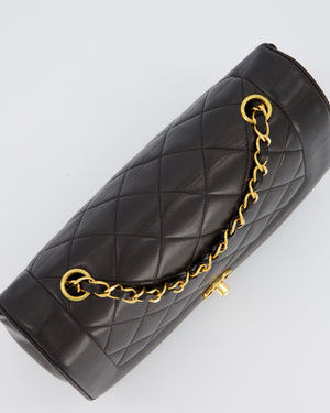 Chanel Vintage Espresso Brown Medium Diana Flap Bag in Lambskin Leather with 24K Gold Hardware