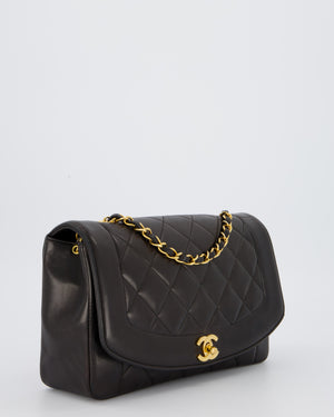 Chanel Vintage Espresso Brown Medium Diana Flap Bag in Lambskin Leather with 24K Gold Hardware