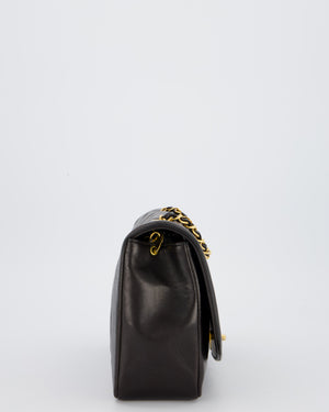 Chanel Vintage Espresso Brown Medium Diana Flap Bag in Lambskin Leather with 24K Gold Hardware