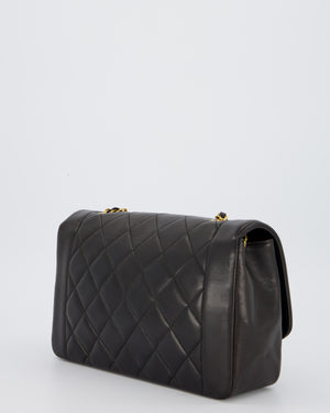 Chanel Vintage Espresso Brown Medium Diana Flap Bag in Lambskin Leather with 24K Gold Hardware