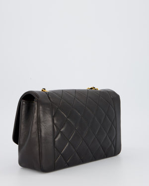 Chanel Vintage Espresso Brown Medium Diana Flap Bag in Lambskin Leather with 24K Gold Hardware