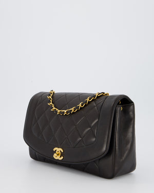 Chanel Vintage Espresso Brown Medium Diana Flap Bag in Lambskin Leather with 24K Gold Hardware